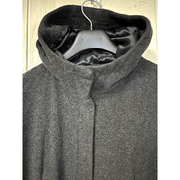 Eileen Fisher Wool Coat Womens Small 6 8 Hooded Midi Thigh Length Minimal Warm - Picture 7 of 11